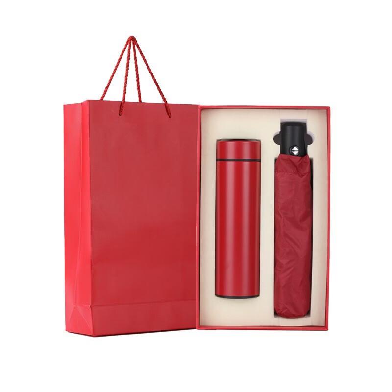 Stainless Steel Temperature Display Thermos & Umbrella Set