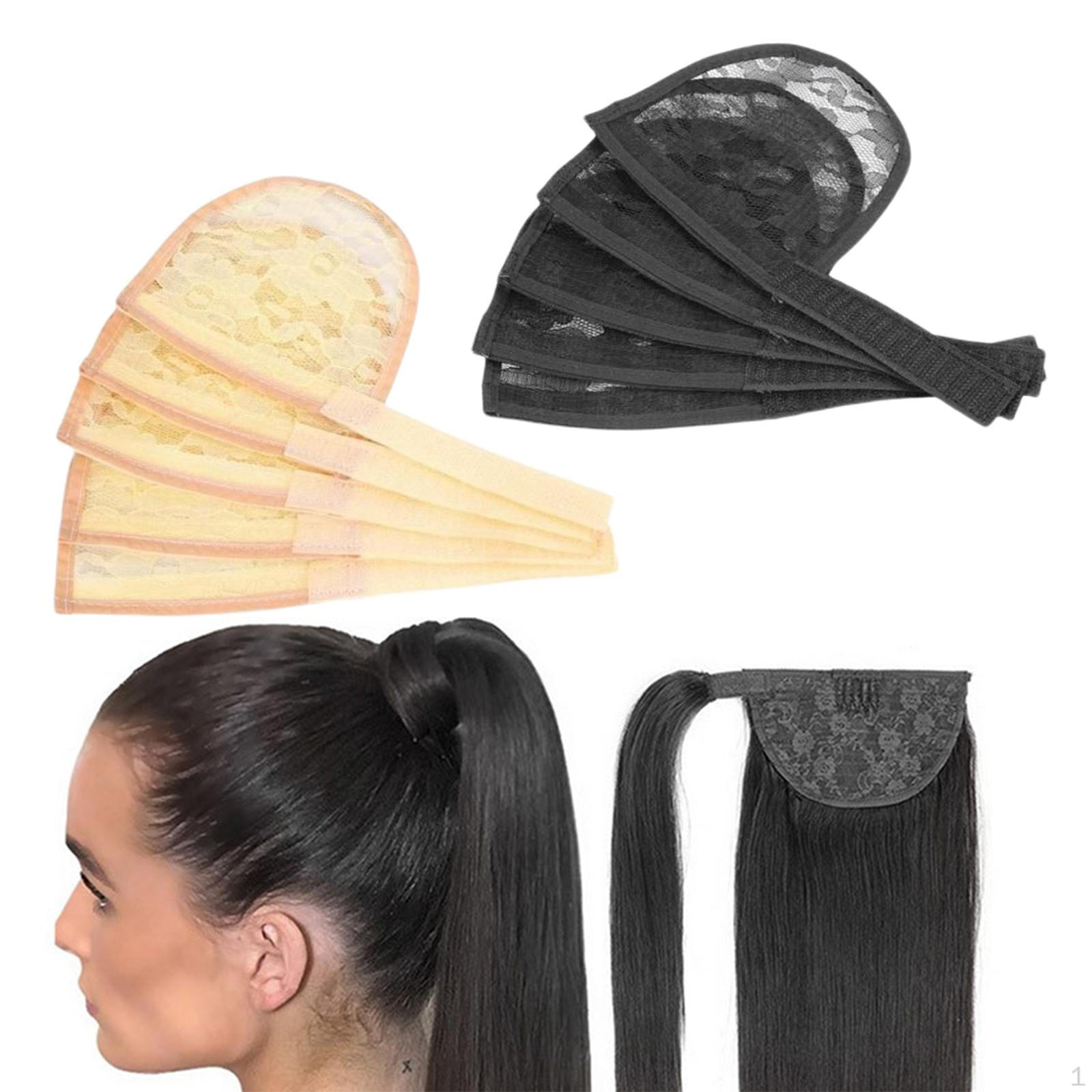 

Упаковка из 10 больших сеток для волос на кружевной основе для создания хвоста, пучка, афропуфа, шапочек на шнурке с липкой лентой