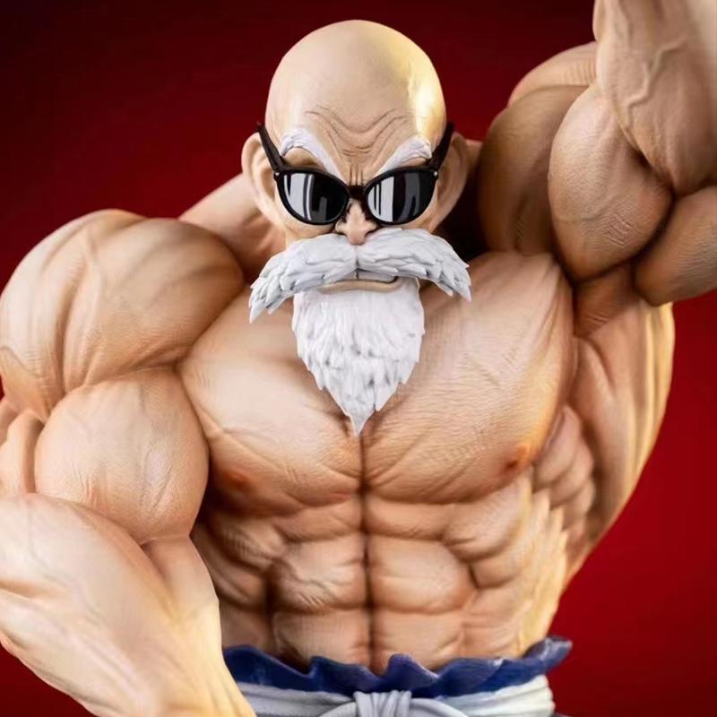 GK Anime 25cm Master Roshi Action Figure Ornament Combat Posture Muscle Kame Sennin Statue PVC Collection Model Toys