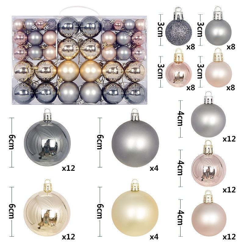 100Pcs Christmas Ball Ornaments Tree Decorative Shatterproof Decorations Hanging Xmas for Anniversary Wedding Party Holiday