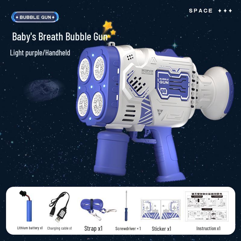 

Автоматический пистолет-пузырь ракетомет Дыхание младенца с 40 отверстиями и разноцветной подсветкой