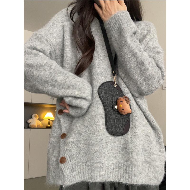 Autumn/Winter Loose Slit Pullover: Women's Solid Color Slimming Knitwear