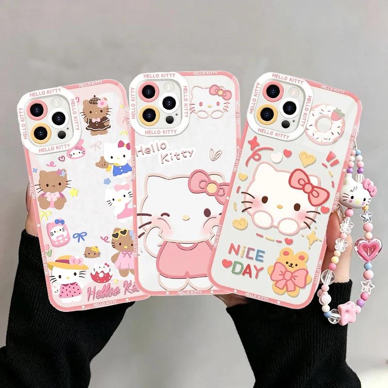 Transparent Hello Kitty Bracelet Casing For OPPO Realme C85 Pro C75 C71 C63 C61 C65 C53 C65 C67 C53 C55 C35 5G INS Phone Case