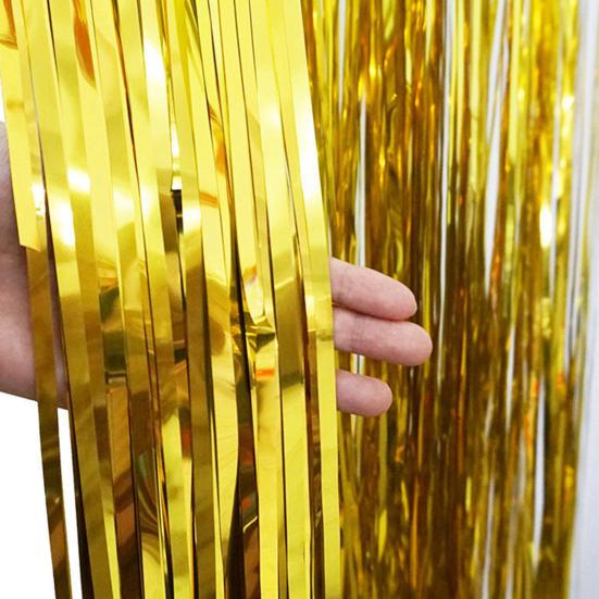 Sparkling Foil Fringe Curtains 1x2m Metallic Streamer Backdrop for Wedding
