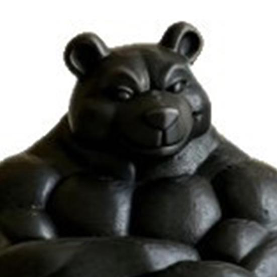 3D Printed Muscle Bear Statue Matte Black Fitness Ornament for Office Bookshelf Gym