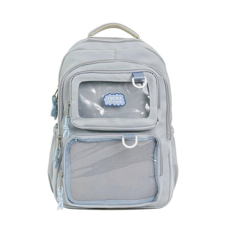 Schoolbag Japanese ins pain bag versatile large-capacity backpack women's new transparent college campus baby bag men's backpack
