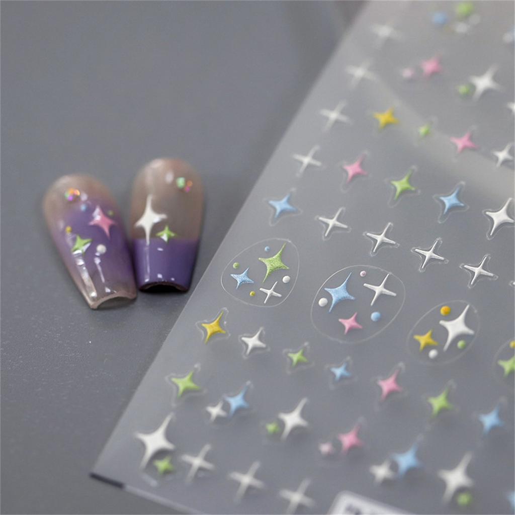 1pcs 5D Relief Colorful Star Nail Art Stickers Multi Macaron Mangxing Nail Decorations Self Adhesive Decals Accessories