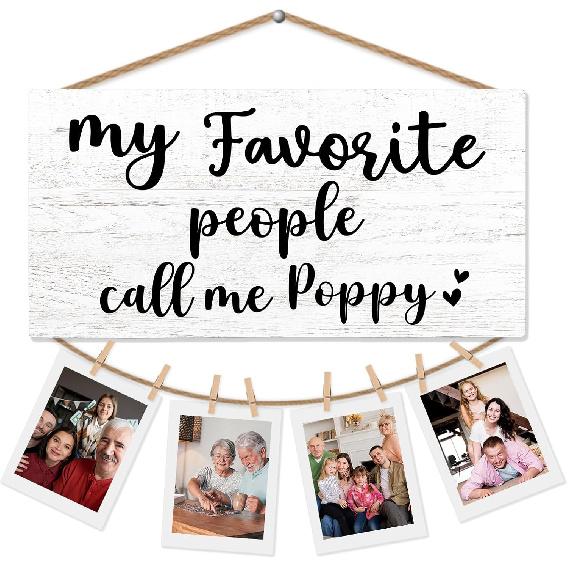 Papa Gifts Picture Frame Photo Holder for Wall, Grandpa Gifts, Papa Grandpa Gifts from Grandkids, Best Papa Gifts, My Favorite People Call Me Papa Poppy