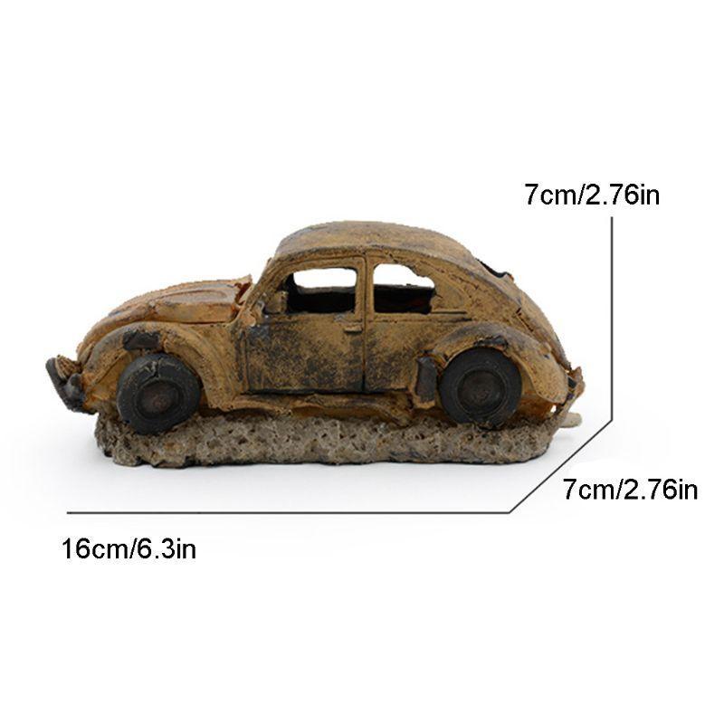 Fish for Tank Decoration Aquarium Hideaway Broken Vehicle House Cave Resin Wreck Car Ornament Landscaping Accessories top sale