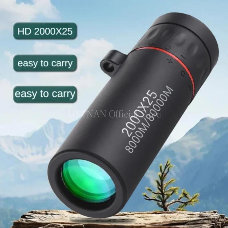 Portable Mini HD 2000x25 Monocular Telescope with Phone Holder for Camping Hunting Birdwatching Outdoor Telescopes