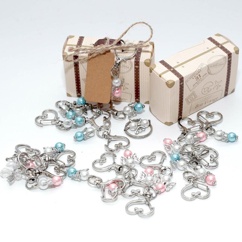 20 Sets Angel Favor Keychains Candy Box Kraft Tags Guest Return