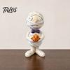 Figurine Decoration Mummy Holding Pumpkin Halloween Decoration, Spooky Resin Zombie Art Desktop for Indoor Shelf, Tiered Tray Decor Statue