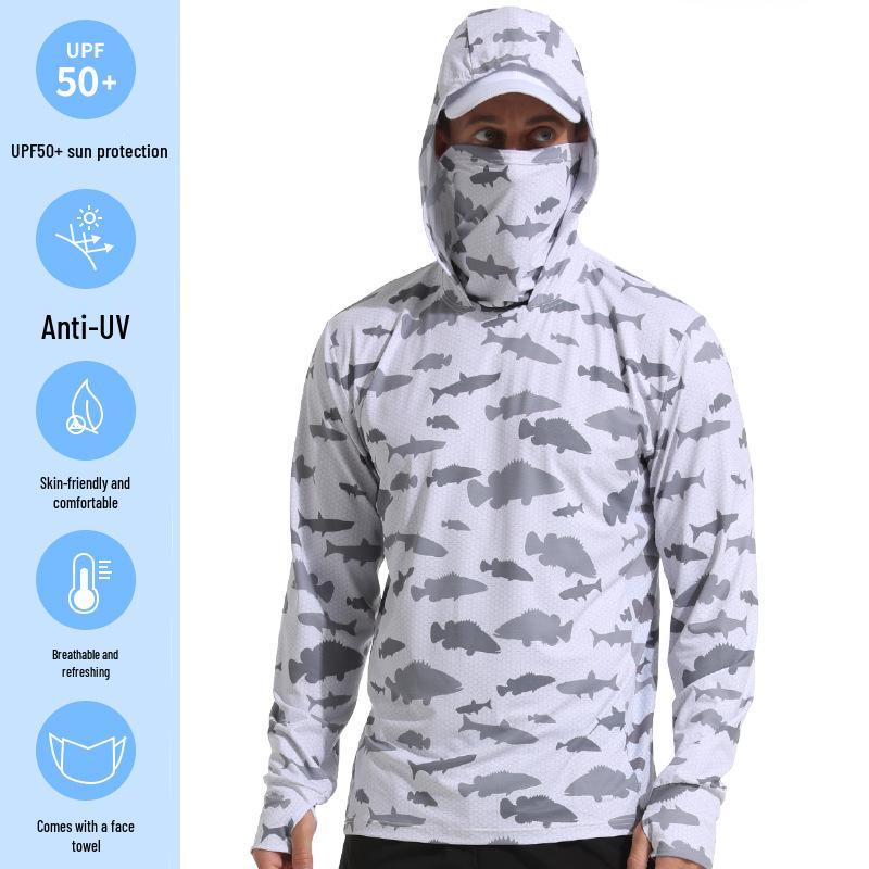 

Ультратонкая защита от УФ-излучения Рыбацкая маска для лица - Дышащая ледяная шелковая летняя солнцезащитная одежда 3XL