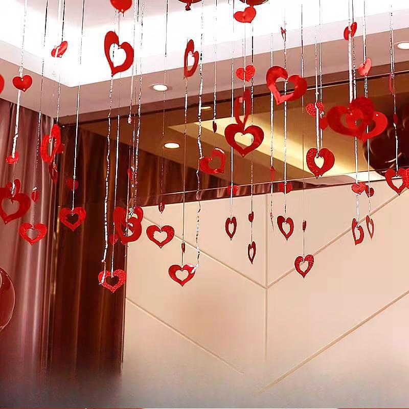 Balloon Pendant Wedding Decoration Birthday Party Bedroom Venue Decoration Heart Shaped Pentagram Rain Silk Sequin Pendant