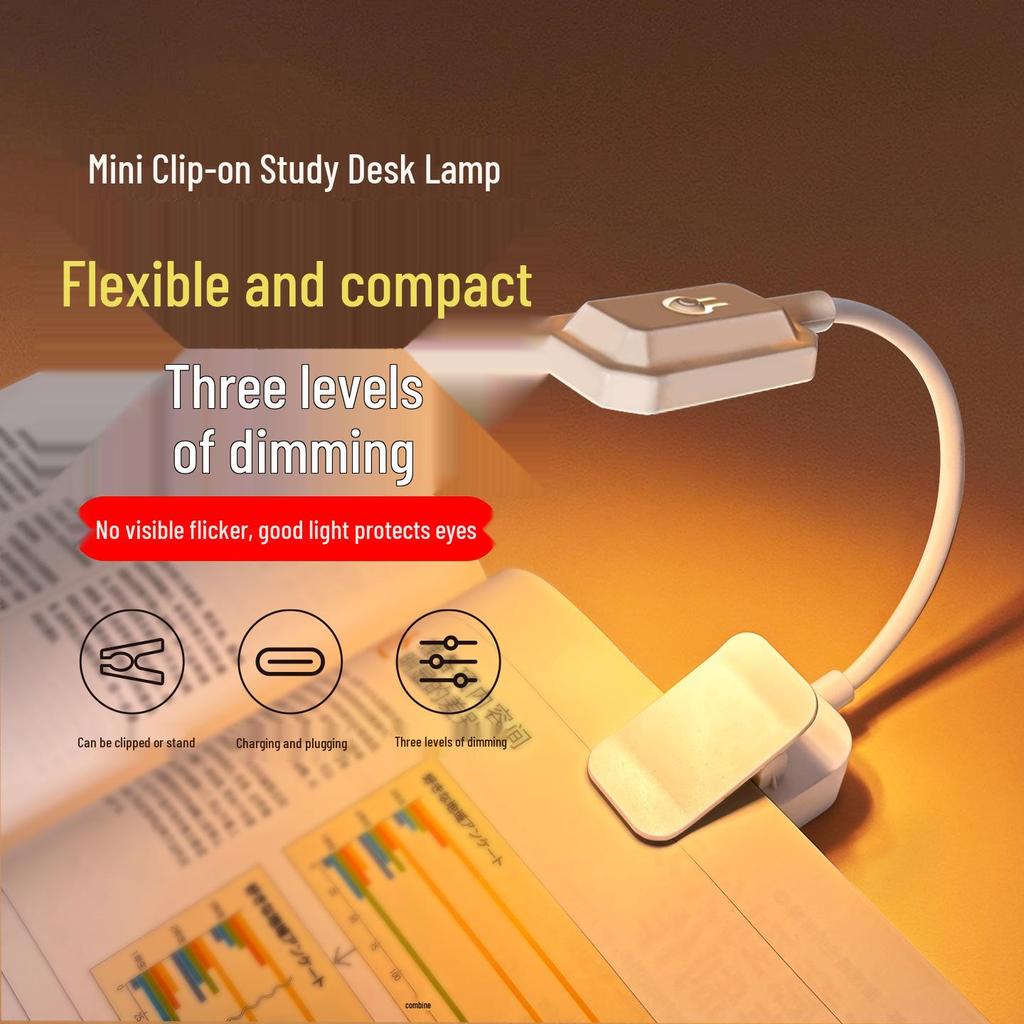 LED Rechargeable Clip-on Book Light - USB Eye-Protection Reading Lamp, Perfect for Students and Gift Giving.