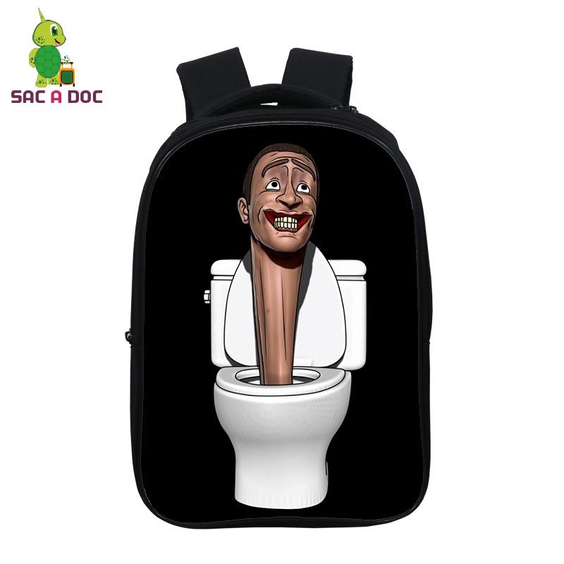 Skibidi Toilet Toilette Mann Schultasche 3D Vollfarbdruck Rucksack