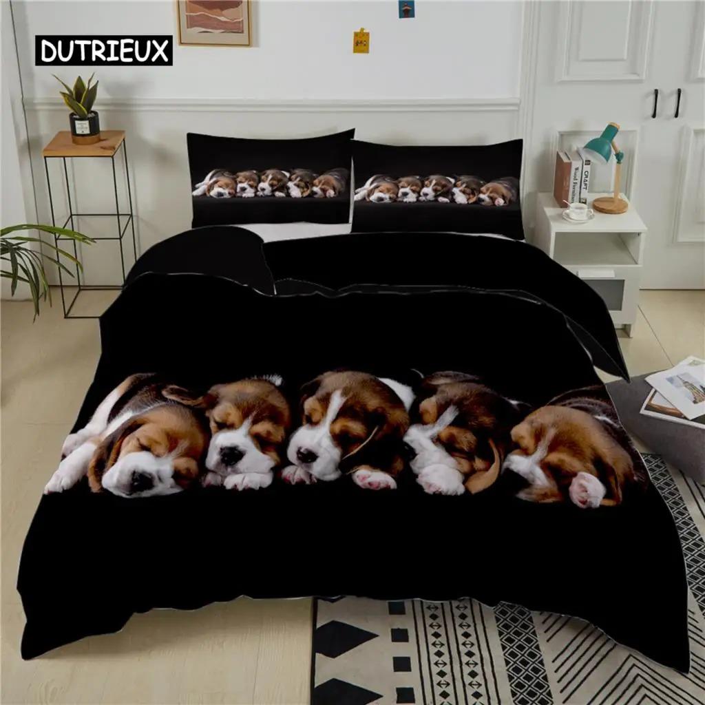 3D Dog Bedding Set Cute French Bulldog Puppy Duvet Cover Sets Cartoon Bed Cover Pet Animals Home Textiles Queen 23Pcs King Full