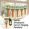 Wooden Easter Carrot Hanging Pendants With Bead String Ornaments For Spring Easter Party Farmhouse Home Decor Carrot Garland