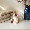 Reading Thinker Statue Reading Girls Figurines Sculpture Ornament for Home Office Bookshelf Decors Book Lover Gift