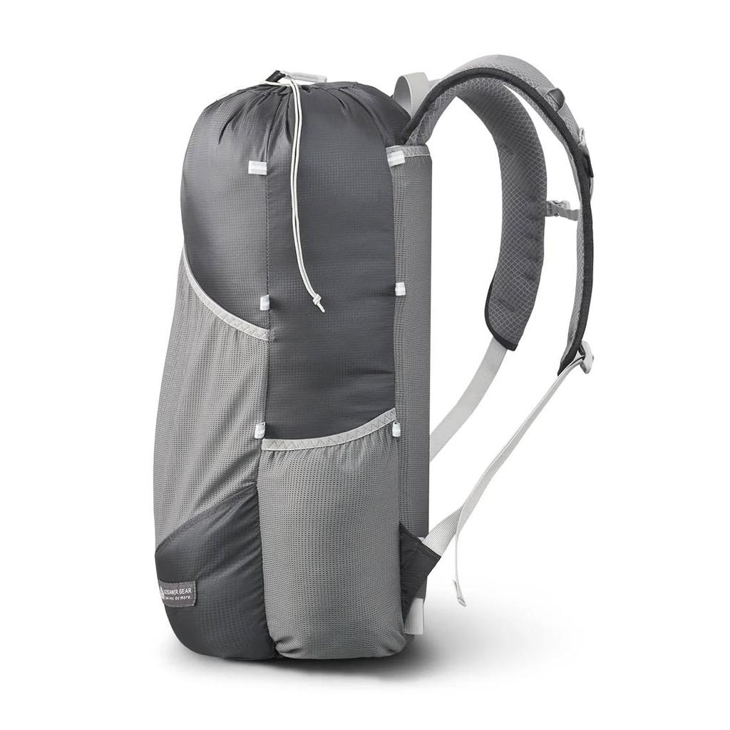 Gossamer Gear Minimalist 19 Daypack in Grey. Ultralight 19L backpack for commuting, hiking, and everyday use. Foldable for compact storage.