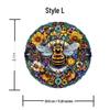 HOOLOOG Blooming Flowers & Bees Wooden Puzzle: Irregular Shape Toy & Decorative Painting with Decompression Gift Money Box