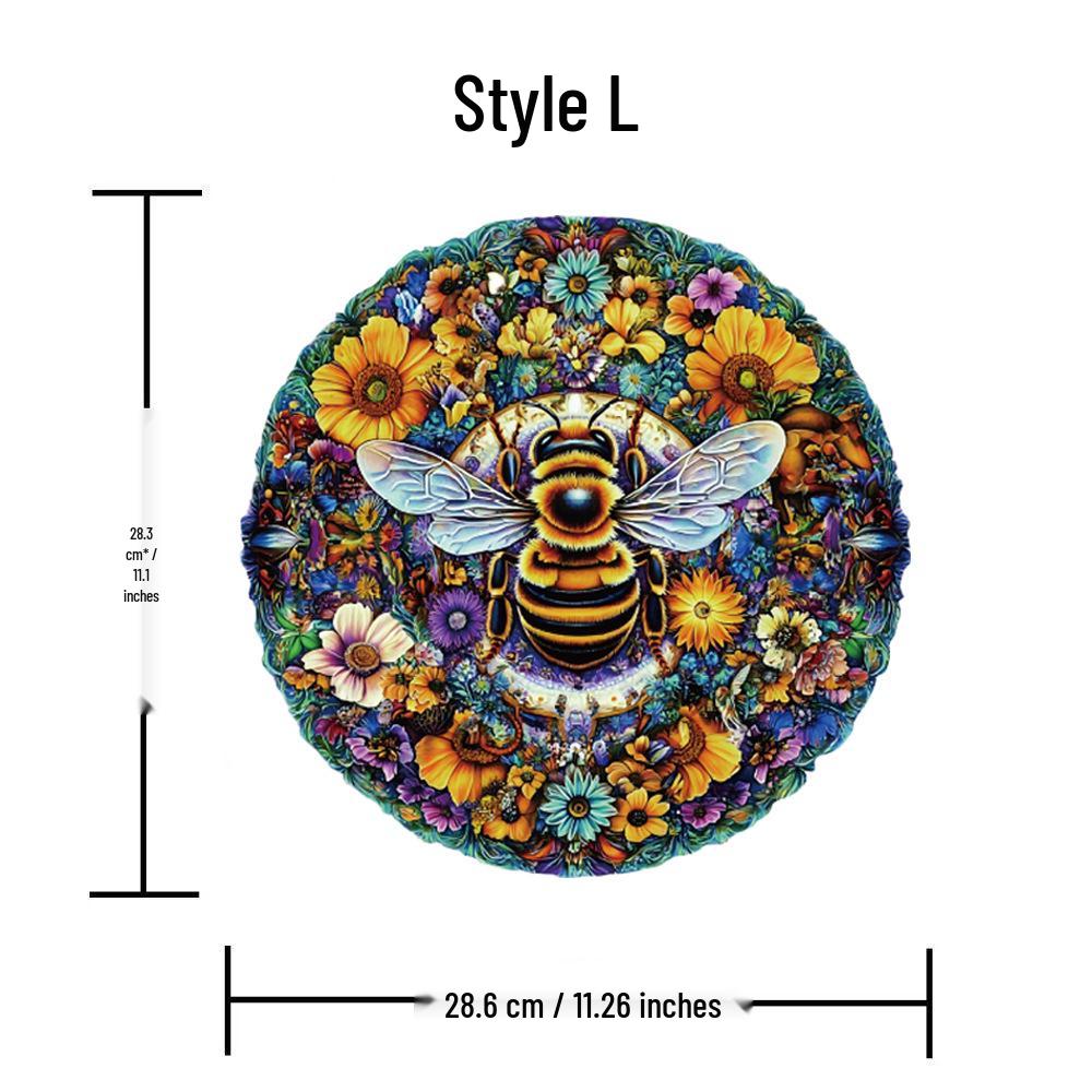 HOOLOOG Blooming Flowers & Bees Wooden Puzzle: Irregular Shape Toy & Decorative Painting with Decompression Gift Money Box