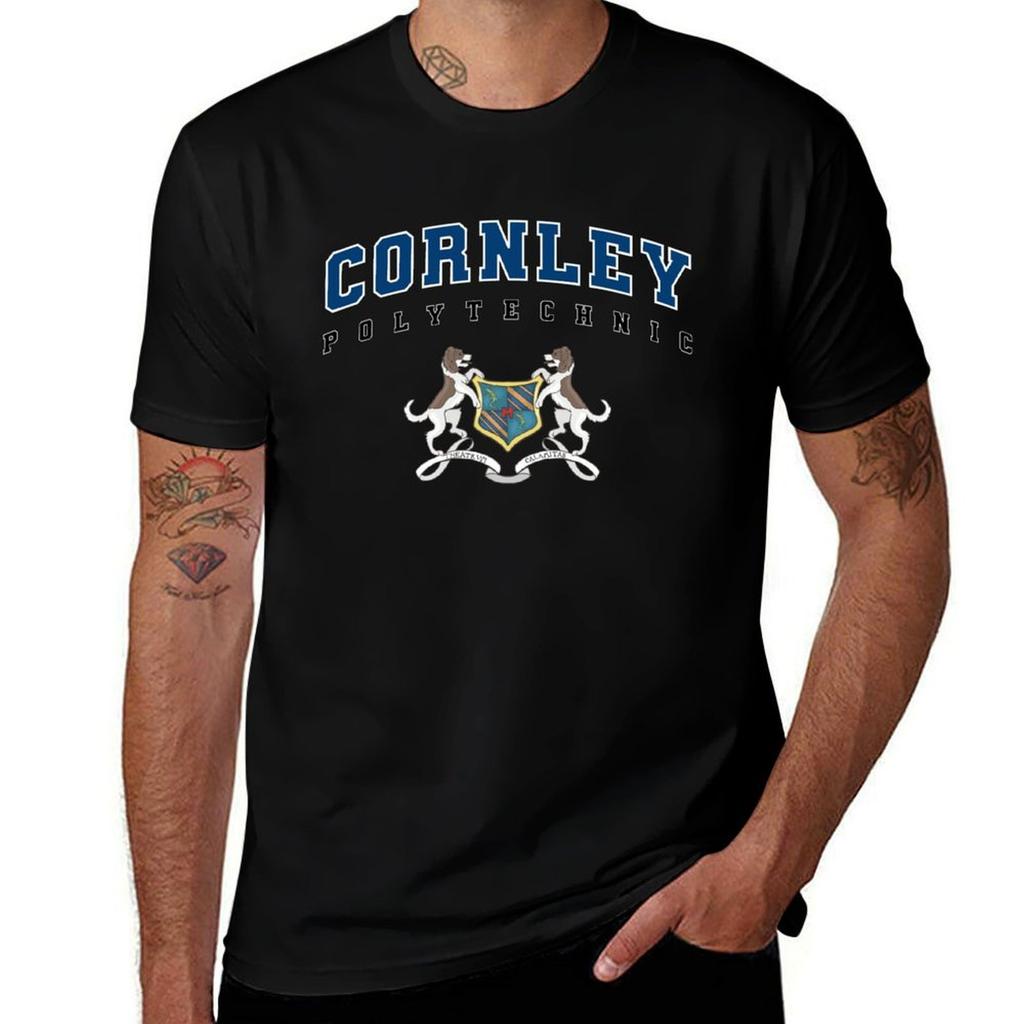 Cornley Polytechnic BLUE TShirt Minimalist Plain Crew Neck TShirt