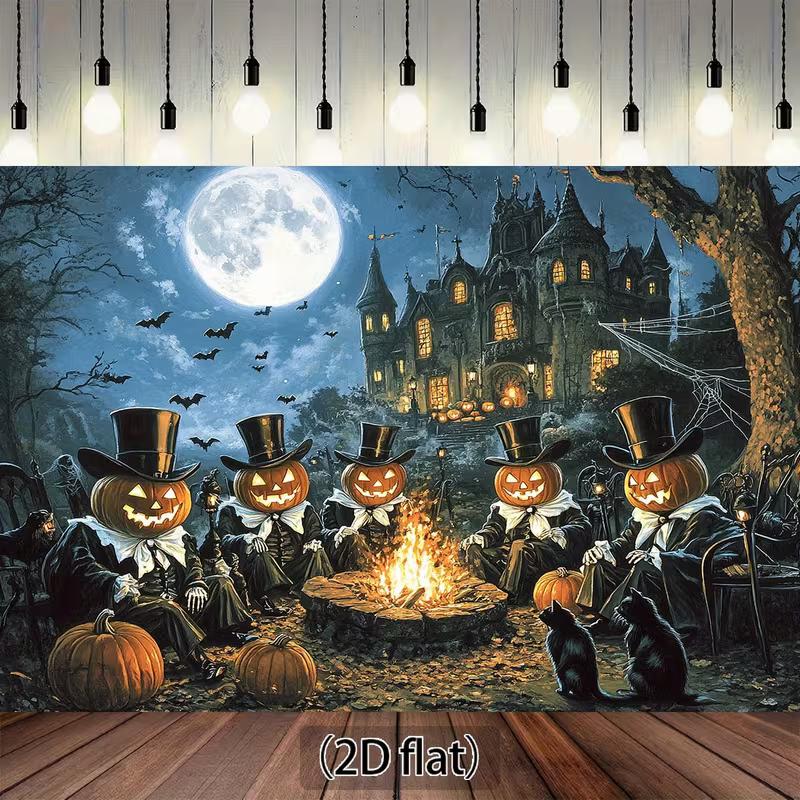 

2D Halloween Print Party Backdrop for Kids & Adults Halloween Celebration 47.2x31.5inch/120*80cm