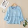 ZANZEA Women Square Collar Summer Hollow Embroidered Casual 3/4 Sleeve Blouse
