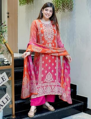 Beautiful Designer Chinon Kurti Set Women Bollywood Party Wear Kurta Pant Dupatta Set Salwar Kameez