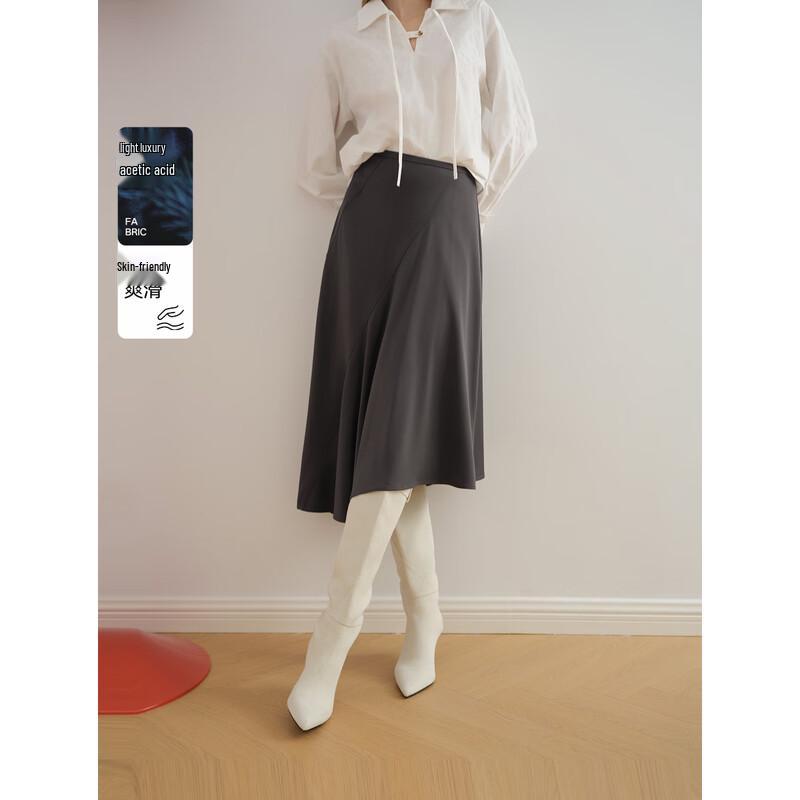 ELLE Acetate Blend Draped Fishtail Skirt XL