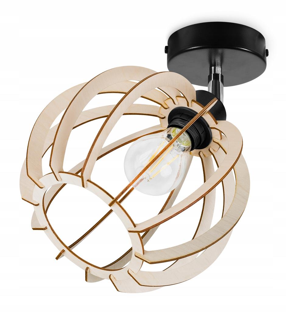 MODERNÍ LED DŘEVĚNÁ KULATÁ STROPNÍ LAMPA