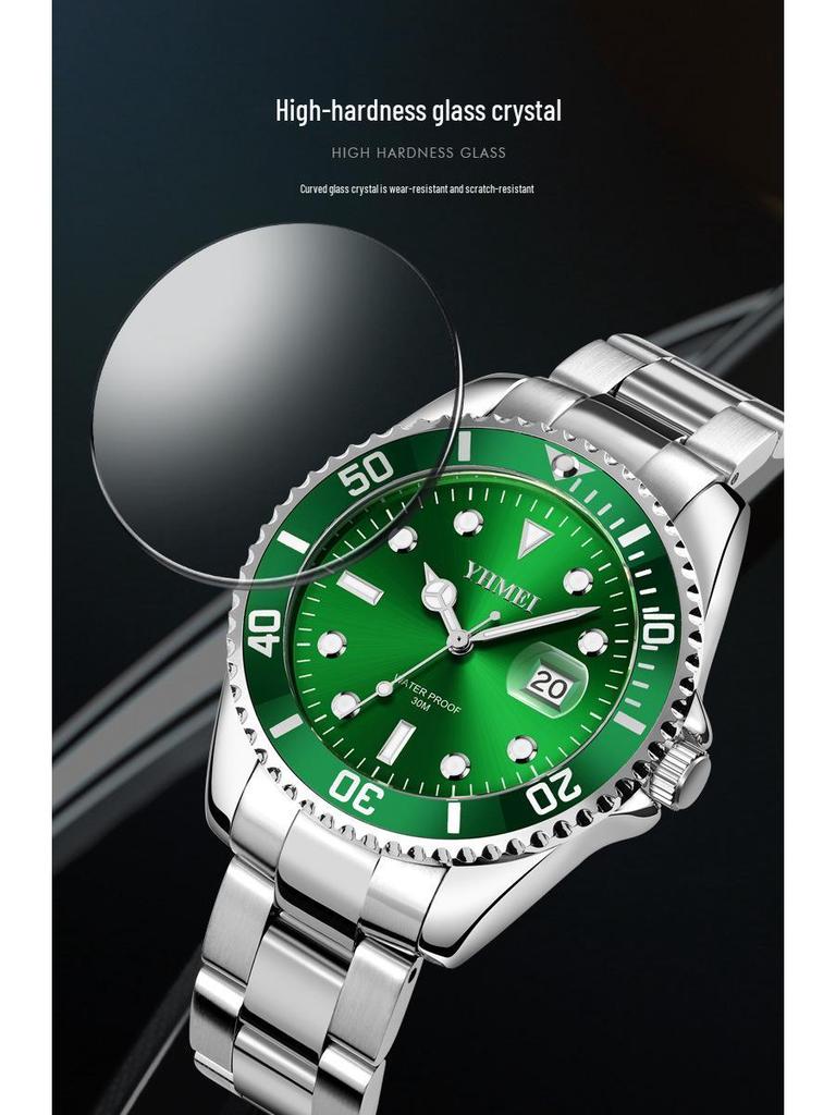 Men's Business Series Stainless Steel Watch with Calendar & Rotatable Bezel - Waterproof Quartz Dial
