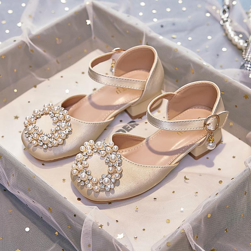 

Сандалии принцессы для девочек, летний стиль, модные и стильные детские туфли для выступлений, туфли на высоком каблуке Baotou, абрикосовые, мягкие на подошве 25 бежевый