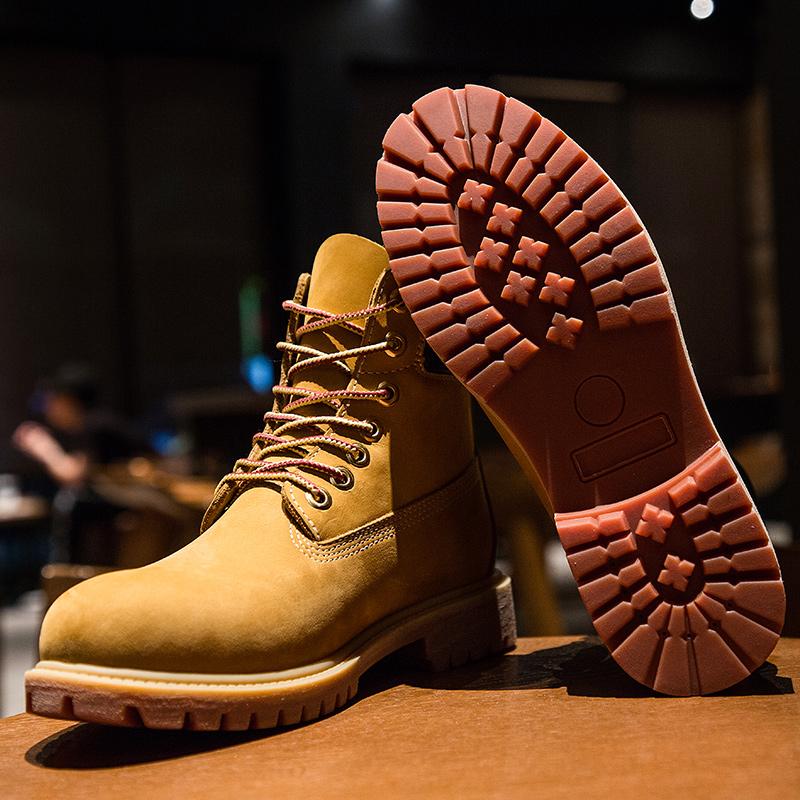 Unisex Handmade Retro Natural Cow Leather Men Boots Waterproof Ankle Snow Boots Men Shoes