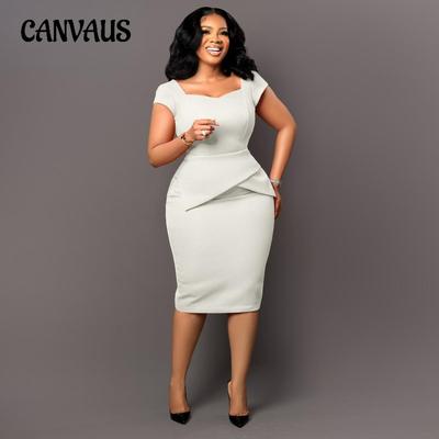 Rochie de damă mărime Plus Vară Temperament Commuting Pachet cu mâneci scurte Rochii de birou la șold