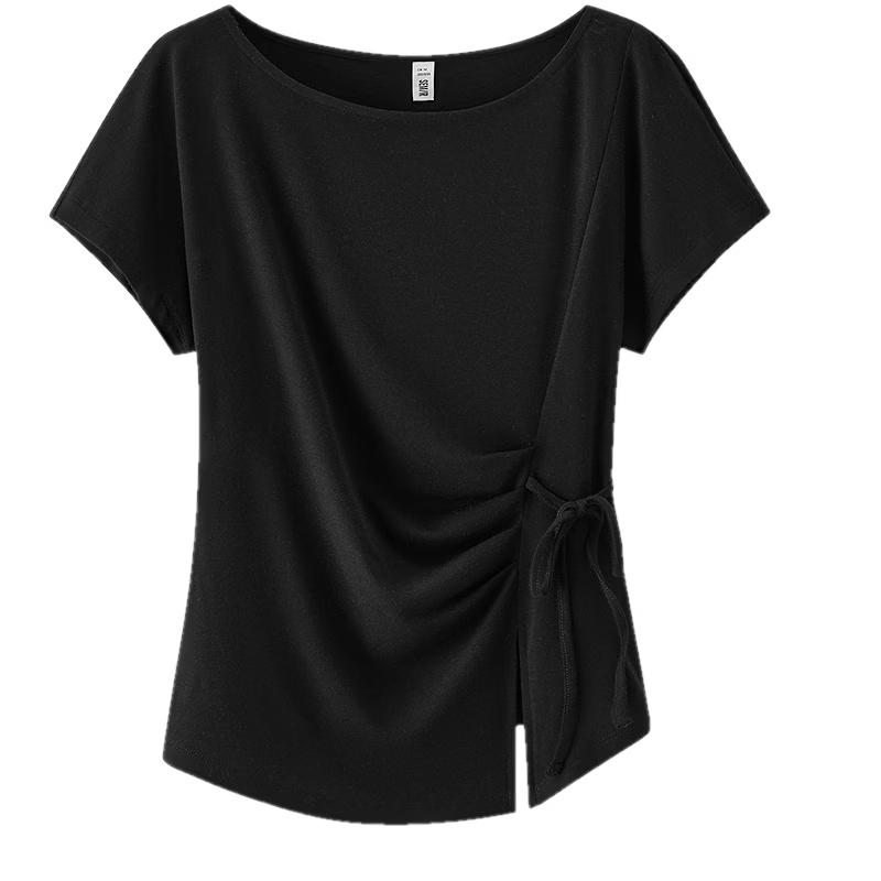 Semir Women's One-Shoulder Pleated Tie-Front T-Shirt