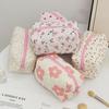 Floral Heart Print Cotton Makeup Bag For Women Travel Large Capacity Cosmetic Storage Bag Wash Pouch Student Stationery Pen Bag