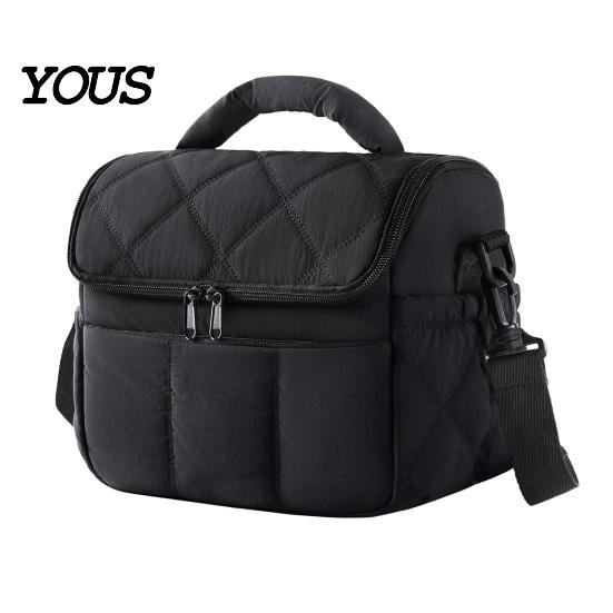 Fashionable Commuter Lunch Pouch Quilted Double Layer Insulated Bag, Lightweight Leakproof Thermal Box, Bag for Soup Storage Portable Large
