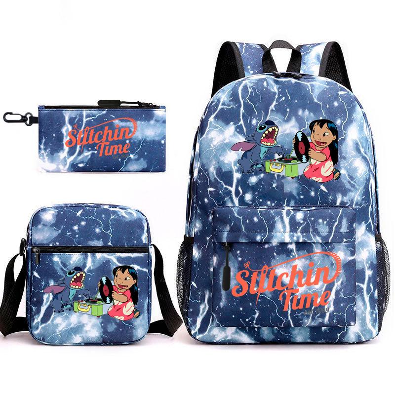 School Season Student Backpack Heat Transfer Backpack Satchel Pencil Bag Three-Piece Set