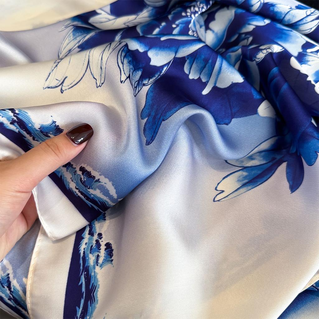Smooth Design Satin Silk Scarf Spring Shawl Women Fashion Summer Sunscreen Beach Stole Wraps Bufanda Female Headkerchief Echarpe