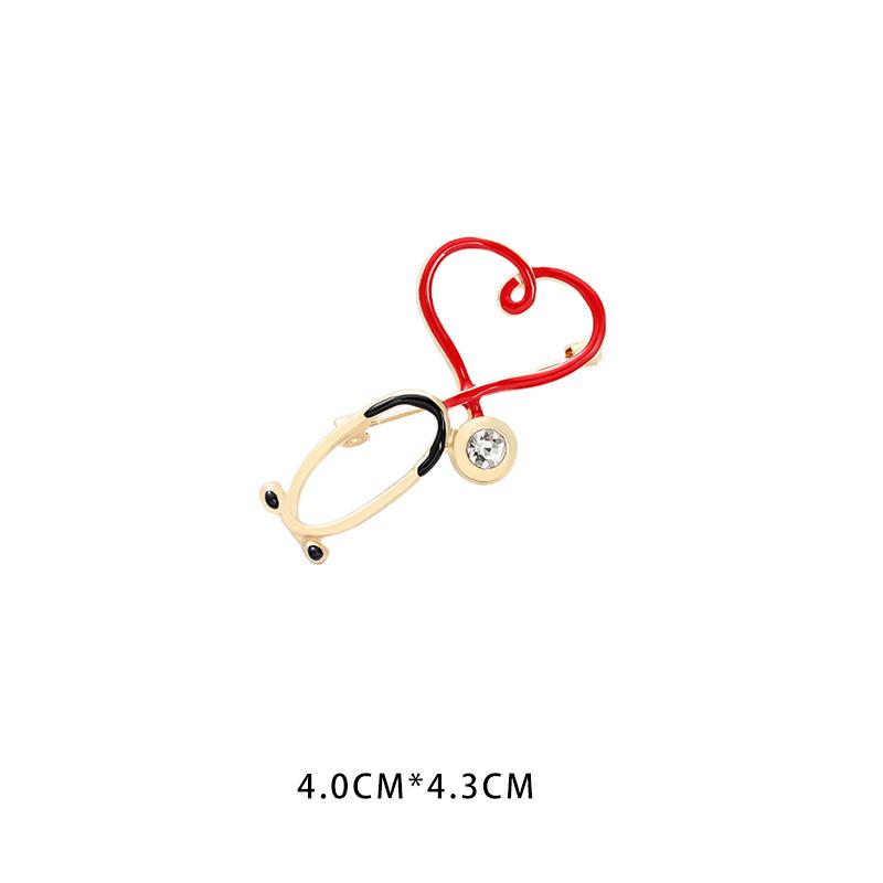 New Creative Medical Medicine Equipment Brooch Pin Stethoscope Electrocardiogram Heart Shaped Pin Brooches Lapel Jewelry