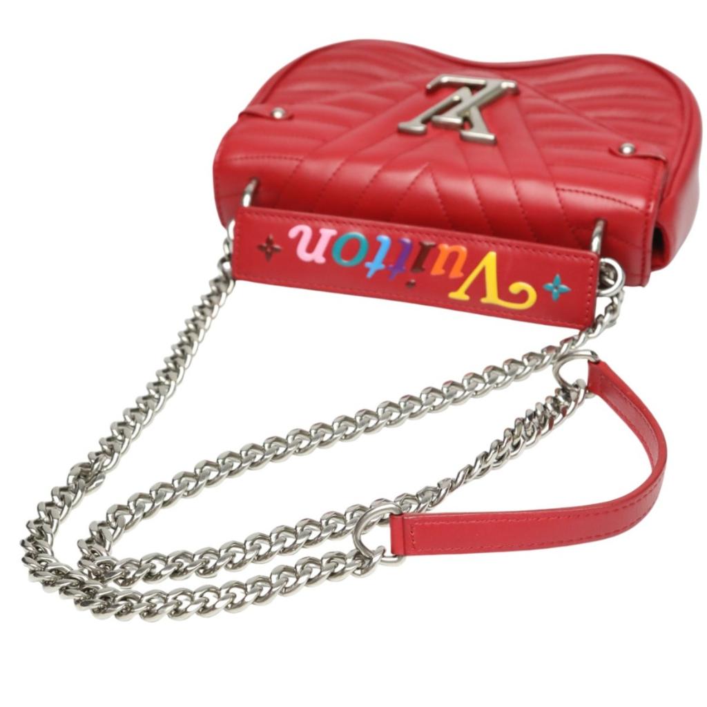 LOUIS VUITTON Chain tote New Wave Shoulder Bag leather Red Women M51930 Used