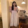 Dress Women A-line Lovely Girls Causal Students All-match Girlish Puff Sleeve Patchwork Sweet Female Design O-neck Ulzzang Chic