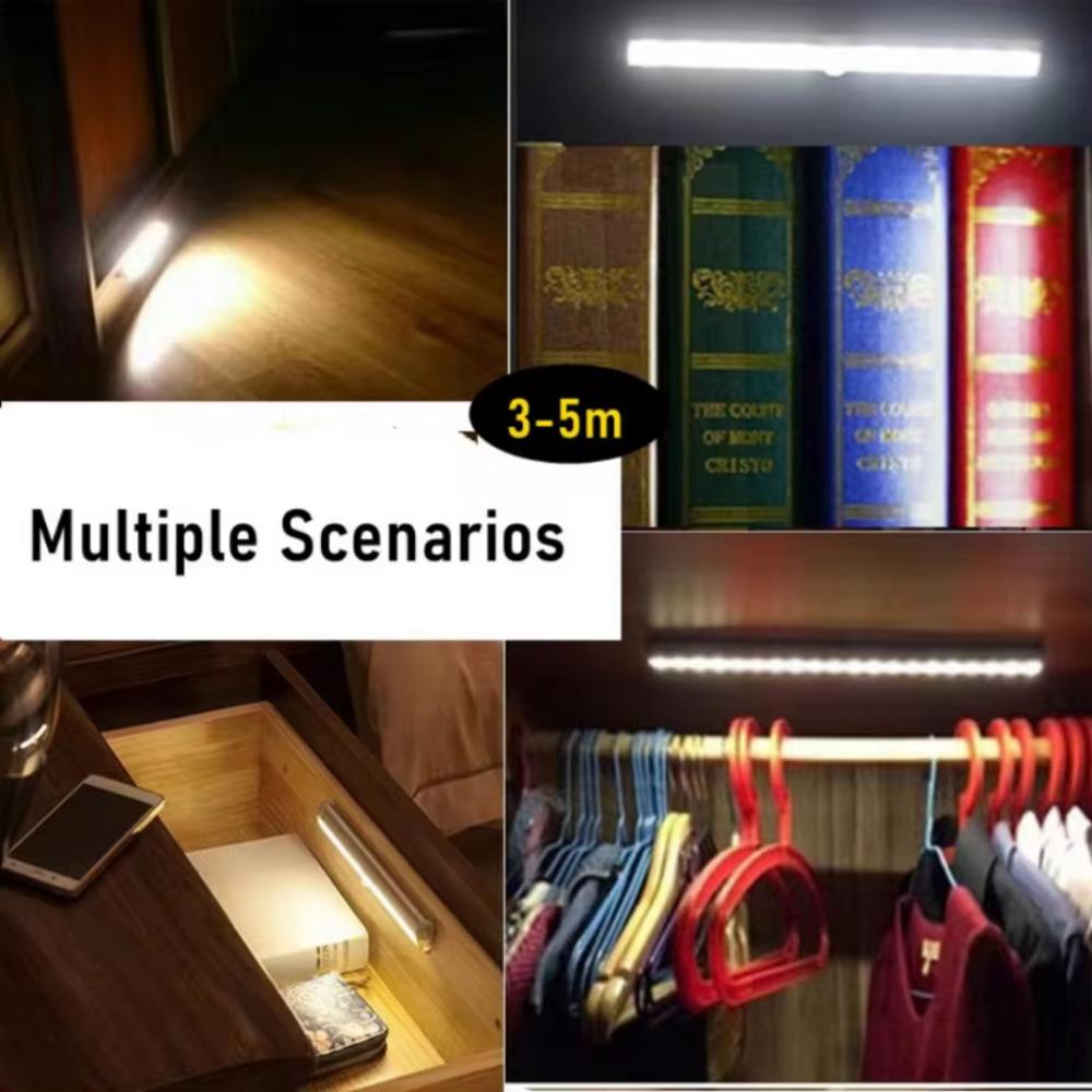 Motion Sensor LED Night Light  Wireless Under Cabinet Light For Kitchen Cabinet Bedroom Wardrobe Indoor Light Battery Powered