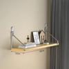 Wooden Material Wall Shelf Wall Mounted Hanging Organizers Storage Shelf No-Punch Design Bookshelf Living Room