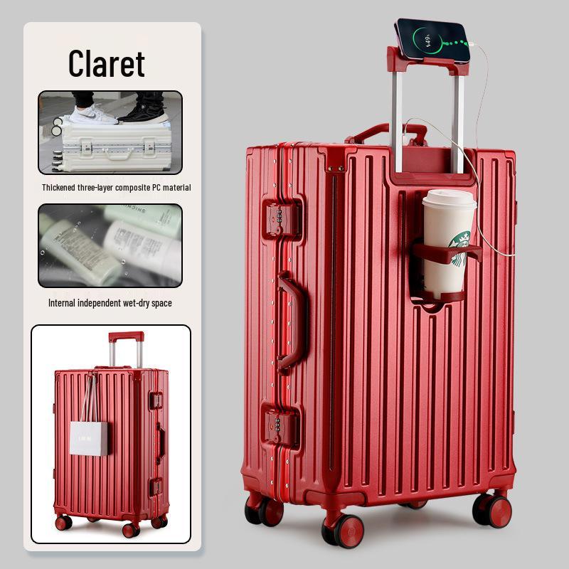 Durable Universal Wheel Leather Trolley Suitcase: Multipurpose Carry-On for Men and Women
