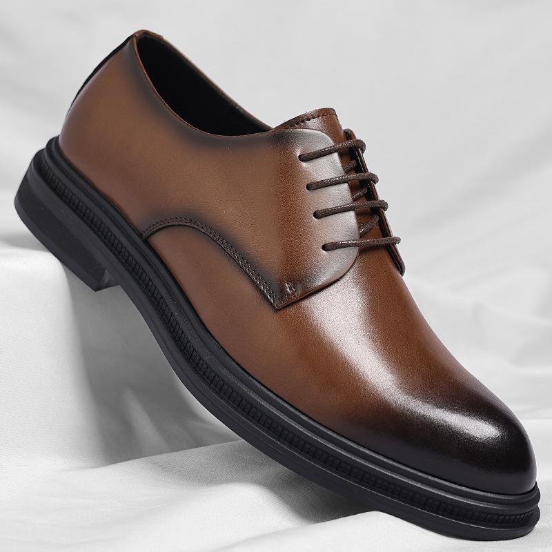 Leather shoes men's autumn dress British men's shoes low-top black with suit leather shoes 2025