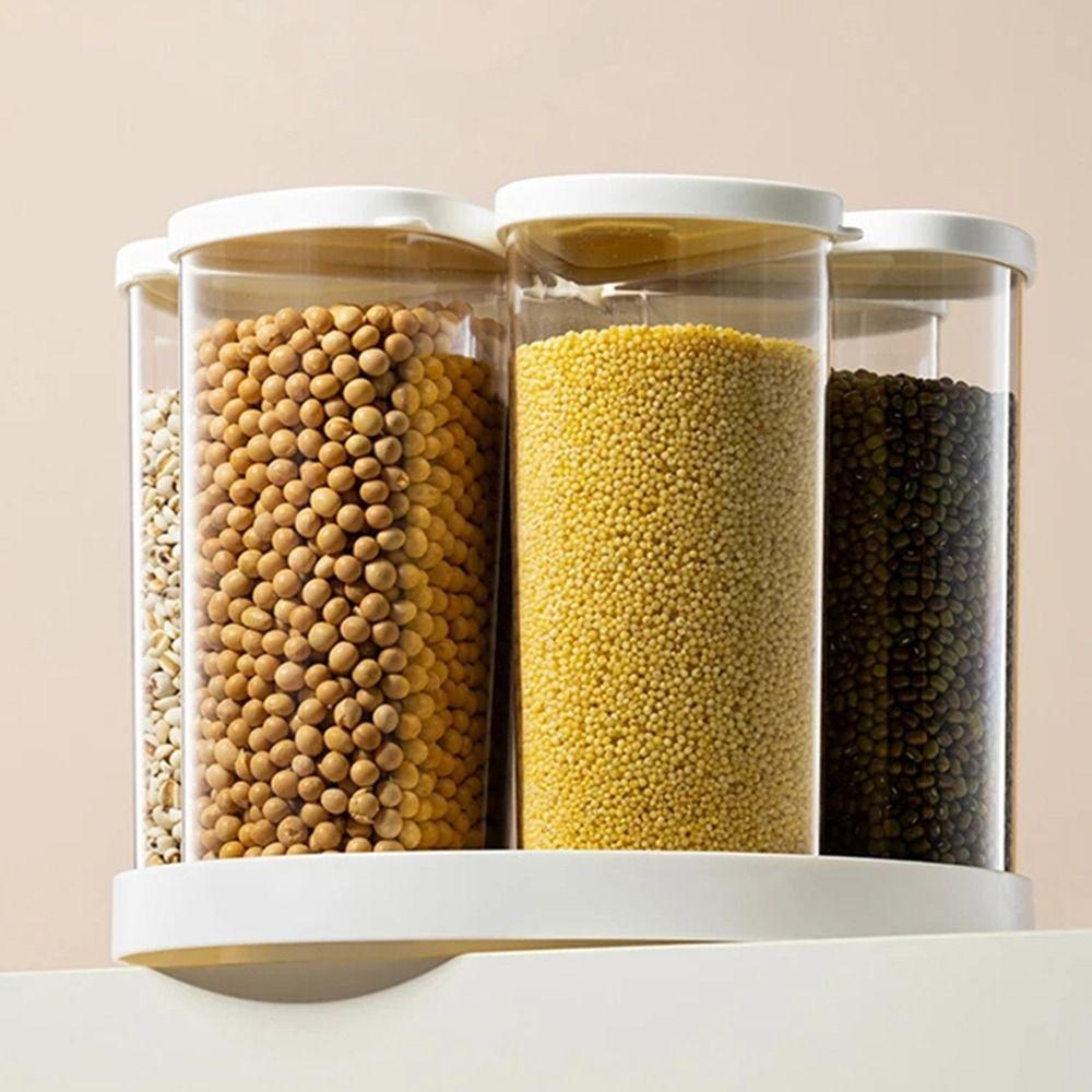 6 Pieces Airtight Rotating Grain Dispenser Food-Grade Food Storage Container Home Use