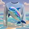 Newest Fashion Unisex Casual Round Neck Long-sleeved Mammal Dolphin 3D Printing T Shirts Harajuku Marine Animal Pattern T-shirt